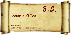 Badar Sára névjegykártya